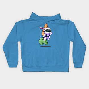 Flying Rabbit with Carrot Rocket Kids Hoodie